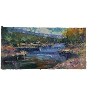 Early Jose Trujillo Painting 2016 “River Light” 24x12 Oil On Canvas COA - Picture 1 of 8