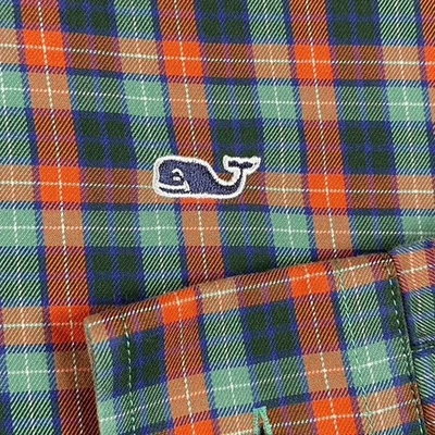 Vineyard Vines Whale Button Down Shirt Orange Green Plaid Men's Medium M - Image 1 of 4