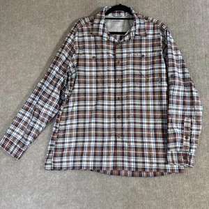 Eddie Bauer Shirt Pack It Tech Seersucker Plaid Button Up Long Sleeve Men’s Lg - Picture 1 of 10