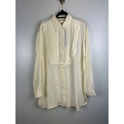 NOS No Boundaries NOBO 1990s Silk Pleated Tunic Top Ivory One Size Luxury Chic - Image 1 of 4