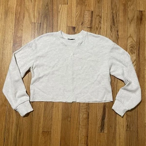 Zara Cropped Pullover Damen M Creme Rundhals Langarm Pulli - Bild 1 von 5