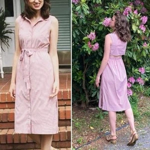 Abito midi Mossimo bottoni davanti colletto righe aperto dietro tasche XS - Foto 1 di 11