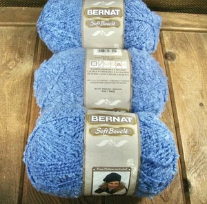 Bernat weiches Boucle Garn sperrig Größe 5 schön blau 5 Unzen Knäuel Menge 3 - Bild 1 von 6