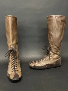 The Original Car Shoe PRADA Womens 37 Brown Suede Riding Boots US 6.5 U2 - Picture 1 of 15
