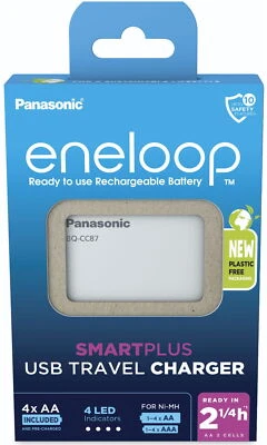 Panasonic Akku Ladegerät Charger eneloop USB Travel K-KJ87MCD40USB 4x AA 2000mAh - Bild 1 von 3
