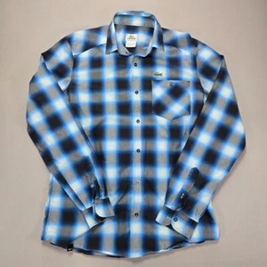 Lacoste 100% Cotton Plaid Button Down Long Sleeve Shirt Casual Blue Size 38 - Bild 1 von 8