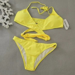 swimwear bikini set sunflower two pieces yellow sunflower size M - Picture 1 of 9