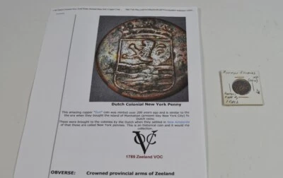Centavo de Nueva York 1789 VOC Zelanda centavo colonial holandés Duit Indias Orientales Neerlandesas Foto 1 de 4