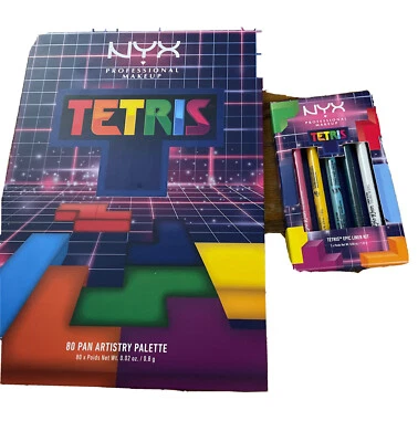 NYX TETRIS 80 Pan Artistry Eyeshadow Palette Limited Edition & 5 Eye Liners New - Image 1 of 4