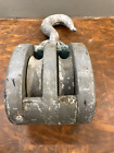 Vintage Wooden Block Double Pulley w/ Hook, overall length 19 