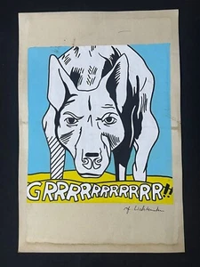 ROY LICHTENSTEIN drawing and painting on old paper signed stamped vintage - Picture 1 of 2