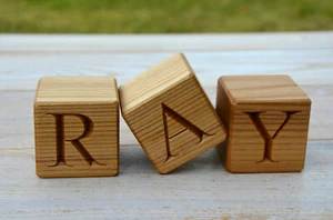 2 inches Large Personalized Wood Name Blocks, Wood Cubes with Alphabet Letters - Picture 1 of 6