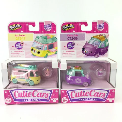 Lot of 2 Shopkins Cutie Cars Icy Roller QT2-17 and Kissy Cab QT2-08 NEW Cover