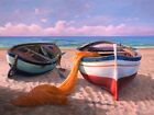 Boats On The Beach By Galasso Gallery-Wrapped Canvas Giclee Art (24 In X 32 In)