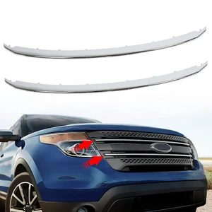 For Ford Explorer 2011-2015 Chrome Front Lower & Upper Grille Molding Trim 2PCS - Picture 1 of 24