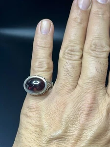 Vintage Sterling Silver natural pomegranate tourmaline ring size 8 - Picture 1 of 8