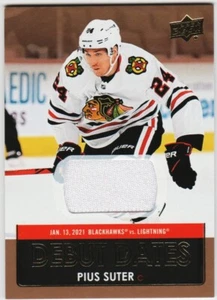 PIUS SUTER 21-22 UPPER DECK DEBUT DATES JERSEY RELIC VARIANT # DD-19 UD 2021-22 - Picture 1 of 2