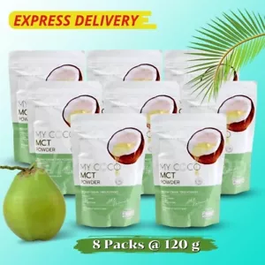 MY COCO MCT Powder Coconut Oil Reduce Fat Control Hunger No Sugar Cholesterol x8 - Picture 1 of 6