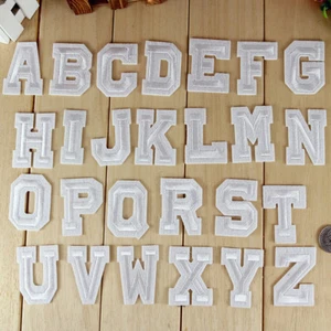 White Letters Iron on Embroidered Patch Fabric Badge Alphabet 5cm - Picture 1 of 28