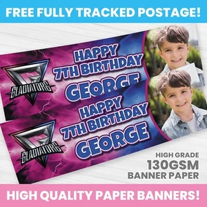 PERSONALISIERTE GLADIATOREN FOTO GEBURTSTAG BANNER PARTY DEKORATION BANNER - Bild 1 von 3