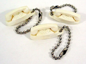 1959 Bell System 3  White Princess Rotary Phone Advertising Keychain Charms Old - Picture 1 of 1