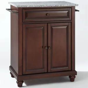 Crosley Furniture Cambridge Wood Portable Kitchen Island in Mahogany/Black - Picture 1 of 7