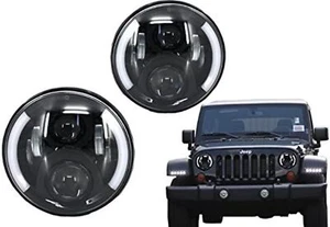 7 Zoll CREE LED-Scheinwerfer für Jeep Wrangler JK Defender Half Halo Schwarz - Afbeelding 1 van 6