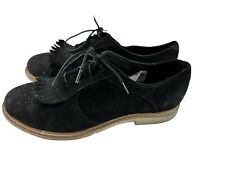 UGG SUEDE Leather LACE-UP BROGUE LOAFERS size 9.5 Sheepskin Black Tassle Shoes