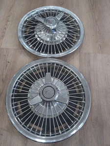 2 Qty 1964 65 66 Chevy Impala Wire Spoke Corvair Estate Wheel Rim Hubcaps - Picture 1 of 17
