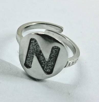 Ring Rebecca Bronze Rhodium Adjustable With Initial N Central And Glitter Foto 1 de 4