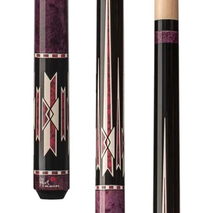 Players F-2611 Pool Cue –Purple Marble & Geometric Inlays, Gloss Black, 18–21 oz - Picture 1 of 4