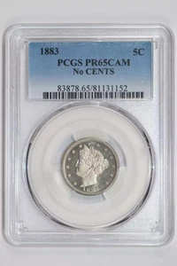 1883 NO CENTS PROOF LIBERTY V NICKEL PCGS PR65 CAMEO - Picture 1 of 2