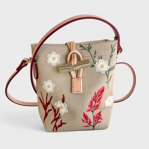 Longchamp Roseau XS Crossbody Bag Purse Oat Canvas Dust Bag New - Picture 1 of 12