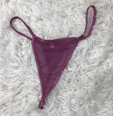 Thong String Soft Mesh Panty Purple Underwear Sz LG NWOT - Image 1 of 4