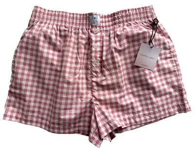 Pantalones Cortos Boxers HAPPILY GREY para Mujer, Pijamas, Medianos, Rosa Blanco Guinga, Nuevos con Etiquetas Foto 1 de 4