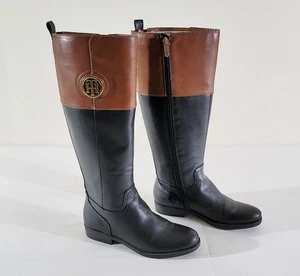Neu ohne Karton Tommy Hilfiger Damen-Reiterstiefel US 7,5 M hoch schwarz & braun Reitsport - Bild 1 von 5