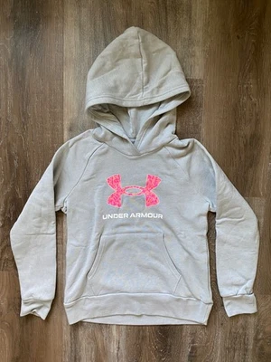 UNDER ARMOUR~NEW~UA Rival Fleece Logo Print Hoodie~Girl's Sz MEDIUM~YMD~Gray~NWT - Image 1 of 4