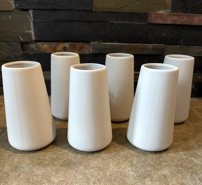 Paquete de 6 jarrones de cerámica blanca decoración del hogar centros de mesa modernos de 6 pulgadas - ENVÍO RÁPIDO Foto 1 de 4