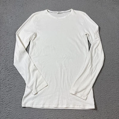 Brunello Cucinelli Women's White Ribbed Long Sleeve Shirt Minimal Quiet Luxury - Image 1 of 4