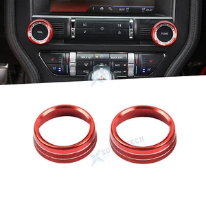 Red Radio Volume/Tune Control Button Knob Ring Cover For Ford Mustang 2015-up - Picture 1 of 9