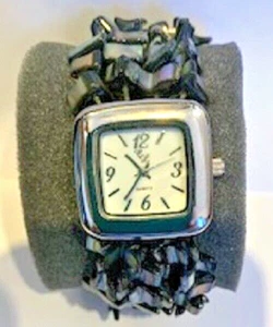 Damas Moda Reloj CL Cuarzo Acero Inoxidable Cara Cuadrada Cuentas Banda Pulsera - Imagen 1 de 5