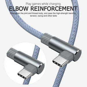 90° Degree Angled USB A to Type C Charger Cable For Samsung S24 S23 A55 Grey 2M - Picture 1 of 8