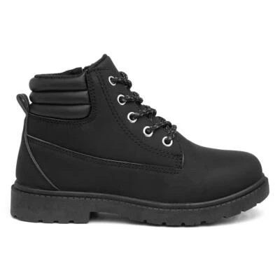 Trux Boys Boots Black Kids Ankle Lace Up Zip Up Padded Collar SIZE - Image 1 of 4