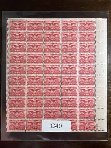 C40 US Air Mail Mint Sheet, 6 cent Alexandria Virginia Bicentennial, Mint NH Cover