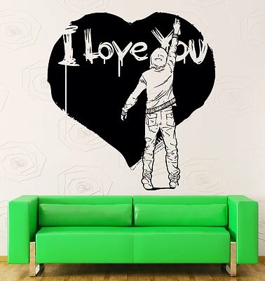Pegatinas de pared calcomanía de vinilo I Love You decoración romántica con corazón dormitorio (z2208) Foto 1 de 3