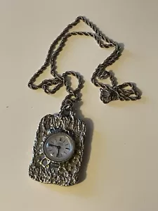Reloj suizo colgante Lona 17 joyas para dama mecanismo de cuerda con cadena de plata! - Imagen 1 de 9