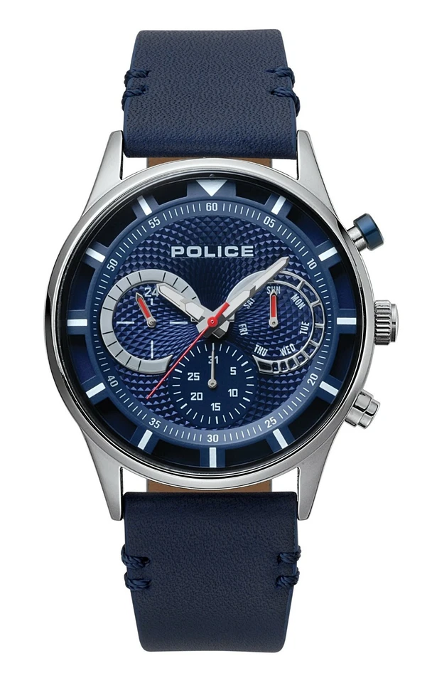 Reloj de cuarzo Police DRIVER para hombre con correa de cuero azul 94383AE/03 Foto 1 de 1