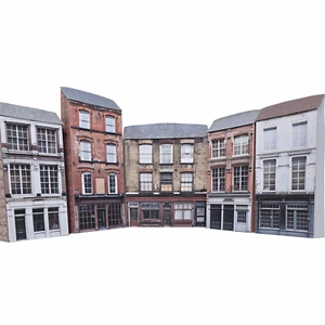 OO Gauge Low Relief Town Buildings Set of 5 Easy Build 1/76 Scale Models Set 38 - Picture 1 of 9