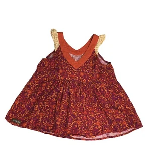Matilda Jane Enchanted Garden Beach Bonfire V-Neck Printed Swing Tank Size 8 - Picture 1 of 7