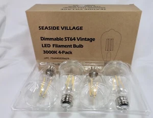 Vintage LED E26 Bulb Dimmable 8W ST64 Led Filament 3000K Soft White 840 Lumens - Picture 1 of 4